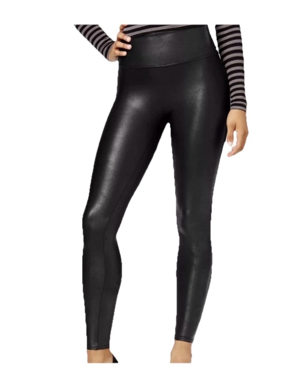 Spanx Faux Leather Leggings Black  Size 1X NWT  Shape wear Motorcycle Biker